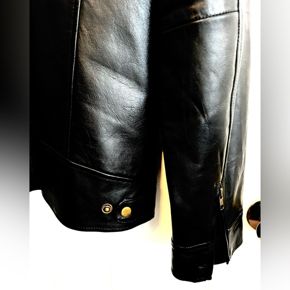 NWOT WOMENS BlACK BIKER LEATHER SHEEPSKIN ZIPPERED RIDING JACKET SZ L - Picture 11 of 16